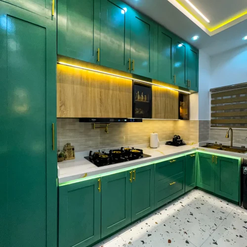 Green themed kitchen design